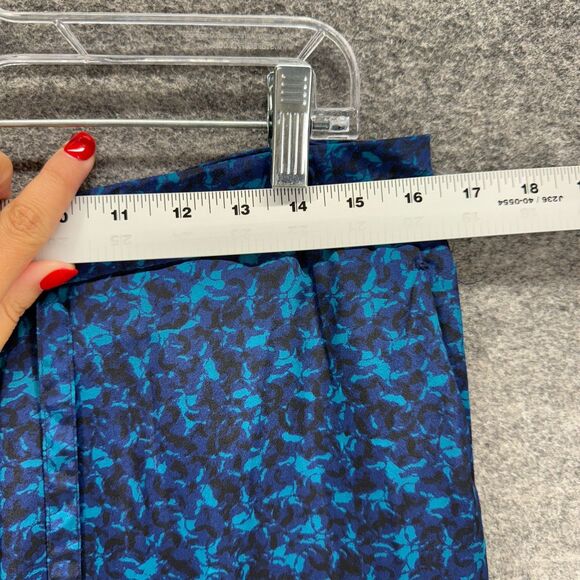 H&M Pants Women 10 Blue Geometric High Rise Chino Flat Front Skinny Pockets - Picture 3 of 8